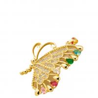 Cubic Zirconia Micro Pave Brass Pendant Butterfly gold color plated micro pave cubic zirconia gold Sold By Bag