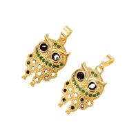 Cubic Zirconia Micro Pave Brass Pendant Owl gold color plated micro pave cubic zirconia gold Sold By PC