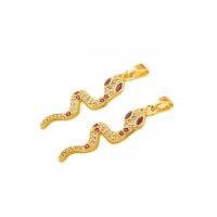 Cubic Zirconia Micro Pave Brass Pendant Snake gold color plated micro pave cubic zirconia gold Sold By PC