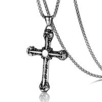 Tibetan Style Jewelry Necklace, with 304 Stainless Steel Chain, Cross, for man & blacken, Length:Approx 23.6 Inch, Sold By PC