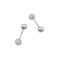 925 Sterling Silver Stud Earrings, plated, for woman & frosted, more colors for choice, 4mm, Sold By Pair