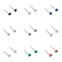 Rhinestone Earring, 925 Sterling Silver, for woman & with rhinestone, more colors for choice, 3mm, Sold By Pair
