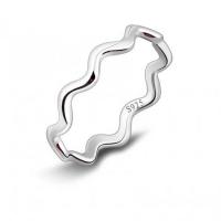 925 Sterling Silver Finger Rings, Wave, for woman, silver color, 3.20x18mm, Sold By PC