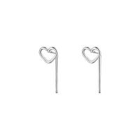 925 Sterling Silver Stud Earrings, Heart, plated, for woman & hollow, more colors for choice, 6x12mm, Sold By Pair