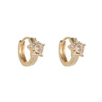 Brass Huggie Hoop Earring gold color plated & micro pave cubic zirconia & for woman Sold By Pair