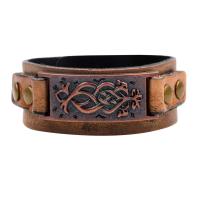 Cowhide Bracelet, with Tibetan Style, plated, fashion jewelry & Unisex, 225x27mm, Sold By PC