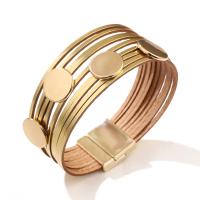 PU Leather Bracelet with Zinc Alloy plated fashion jewelry & Unisex 200mm Sold By PC