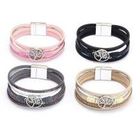 PU Leather Bracelet, with Tibetan Style, plated, fashion jewelry & Unisex, more colors for choice, 200mm, Sold By PC