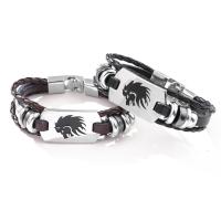 cuir PU bracelet, avec alliage de zinc, Placage, bijoux de mode & unisexe, plus de couleurs à choisir, 210mm, Vendu par PC