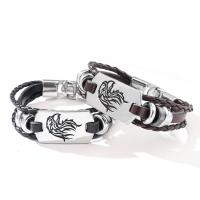 PU Leather Bracelet, with Tibetan Style, plated, fashion jewelry & Unisex, more colors for choice, 200mm, Sold By PC