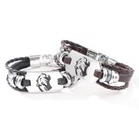PU Leather Bracelet with Zinc Alloy plated fashion jewelry & Unisex 210mm Sold By PC