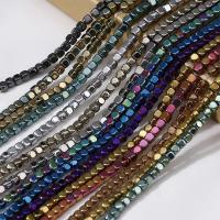 Hematite Beads, Square, plated, DIY, more colors for choice, 3x3mm, Approx 135PCs/Strand, Sold By Strand