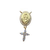 Cubic Zirconia Micro Pave Brass Pendant, Cross, gold color plated, Unisex & micro pave cubic zirconia, nickel, lead & cadmium free, 11x30mm, Sold By PC