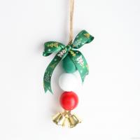 Schima Superba Christmas Hanging Ornaments with Linen & Zinc Alloy Bowknot gold color plated Christmas Design 40mm Length Approx 30 cm Sold By PC