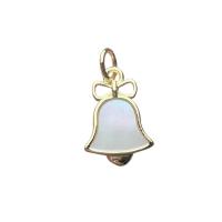 Shell Pendants White Shell with Brass Christmas Bell gold color plated Unisex white Sold By PC