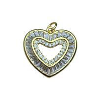 Cubic Zirconia Micro Pave Brass Pendant, Heart, gold color plated, Unisex & different size for choice & micro pave cubic zirconia & hollow, more colors for choice, nickel, lead & cadmium free, Sold By PC