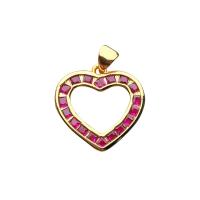Cubic Zirconia Micro Pave Brass Pendant, Heart, gold color plated, micro pave cubic zirconia & for woman & hollow, more colors for choice, nickel, lead & cadmium free, 19mm, Sold By PC