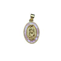 Brass Jewelry Pendants with Shell Oval gold color plated for woman nickel lead & cadmium free Sold By PC