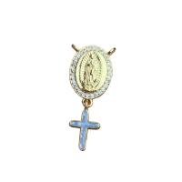 Cubic Zirconia Micro Pave Brass Pendant with Cubic Zirconia & Shell Cross gold color plated Unisex nickel lead & cadmium free Sold By PC