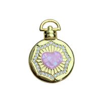 Cubic Zirconia Micro Pave Brass Pendant with Shell Flat Round gold color plated Unisex & micro pave cubic zirconia nickel lead & cadmium free 18mm Sold By PC