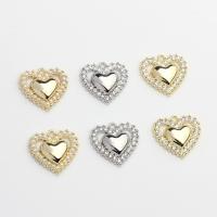 Zinklegierung Herz Anhänger, mit Kunststoff Perlen, plattiert, DIY & verschiedene Stile für Wahl & Micro pave Zirkonia, keine, frei von Nickel, Blei & Kadmium, 18x19mm, verkauft von PC