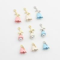 Zinc Alloy Flower Pendants with Plastic Pearl & Acrylic plated DIY nickel lead & cadmium free  Sold By PC