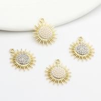 Tibetan Style Pendants, with Plastic Pearl, Sun, gold color plated, DIY & different styles for choice & micro pave cubic zirconia, golden, nickel, lead & cadmium free, 21x18mm, Sold By PC