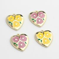 Tibetan Style Enamel Pendants, Heart, gold color plated, DIY, more colors for choice, nickel, lead & cadmium free, 19x18mm, Sold By PC