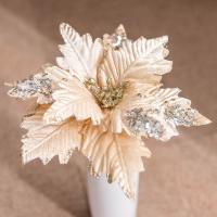 Baumwollsamt Weihnachten künstliche Blume, mit Pailletten, handgemacht, Weihnachts-Design, keine, 250mm, verkauft von PC