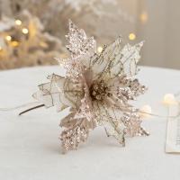 velours de coton Fleur artificielle de Noël, avec Paillettes, fait à la main, Conception de Noël, plus de couleurs à choisir, 200x250mm, Vendu par PC
