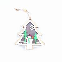 Wood Christmas Tree Decoration handmade lightening & Christmas Design mixed colors Sold By PC