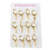 Huggie Hoop Drop Earring, 304 Stainless Steel, Vacuum Ion Plating, fashion jewelry & for woman, golden, 30mm,5*12mm, 6Pairs/Bag, Sold By Bag