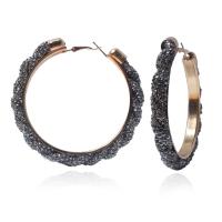Zinc Alloy Oorbellen, mode sieraden & voor vrouw & met strass, zwart, nikkel, lood en cadmium vrij, 70x70mm, Verkocht door pair