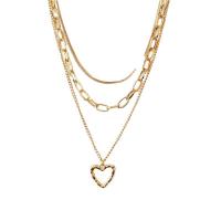 Multi Layer Necklace Zinc Alloy Heart plated three layers & fashion jewelry & for woman & hollow nickel lead & cadmium free Length 35 cm 40 cm 45 cm Sold By PC