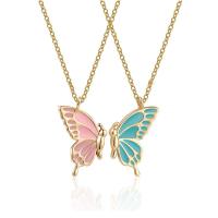 Tibetan Style Jewelry Necklace, with 2.5 Inch extender chain, Butterfly, plated, 2 pieces & fashion jewelry & enamel, more colors for choice, nickel, lead & cadmium free, 11x18mm, Length:18 Inch, Sold By Pair