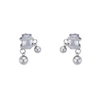 Crystal Earrings Brass with Crystal silver color plated fashion jewelry & for woman silver color nickel lead & cadmium free Sold By Pair