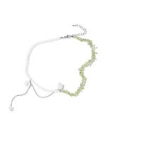 Collar de Cristal de Murano, con Partículas de acero & Perlas plásticas, con 5cm extender cadena, Tulipán, Joyería & para mujer, color mixto, longitud:33 cm, Vendido por UD