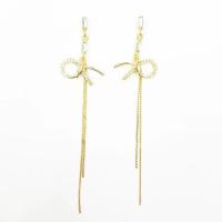 Fashion Fringe Earrings Zinc Alloy gold color plated fashion jewelry & for woman & with rhinestone golden nickel lead & cadmium free 110mm Sold By Pair