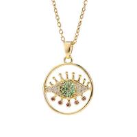 Cubic Zircon Micro Pave Brass Necklace, real gold plated, micro pave cubic zirconia & for woman, more colors for choice, 26x18mm, Length:Approx 17.7 Inch, Sold By PC