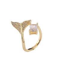 Cubic Zirconia Micro Pave Brass Ring, real gold plated, Adjustable & different styles for choice & micro pave cubic zirconia & for woman, Sold By PC