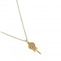Cubic Zircon Micro Pave Brass Necklace, Lollipop, real gold plated, micro pave cubic zirconia & for woman, 450mm, Sold By PC