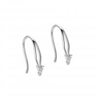 925 Sterling Silver Earring Hook, plated, for woman & with rhinestone, more colors for choice, 14mm, Sold By Pair