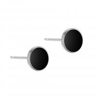 925 Sterling Silver Stud Earrings plated for woman & epoxy gel 7.80mm Sold By Pair
