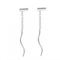 925 Sterling Silver Thread Through Earrings plated fashion jewelry & for woman 35mm Sold By Pair