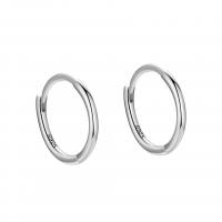 925 Sterling Silver Huggie Hoop Earring, plated, fashion jewelry & different size for choice & for woman, more colors for choice, 14mm, Sold By Pair