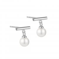 Freshwater Pearl Earrings, 925 Sterling Silver, with Shell Pearl, plated, fashion jewelry & for woman, more colors for choice, Sold By Pair