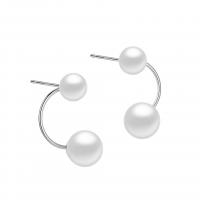 Freshwater Pearl Earrings 925 Sterling Silver with Shell Pearl plated fashion jewelry & for woman 20mm Sold By Pair