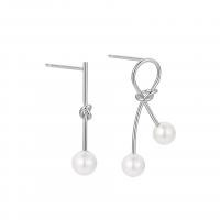 Freshwater Pearl Earrings, 925 Sterling Silver, with Shell Pearl, plated, fashion jewelry & for woman, more colors for choice, 28x20mm, Sold By Pair