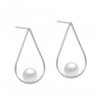 Freshwater Pearl Earrings 925 Sterling Silver with Shell Pearl Teardrop plated fashion jewelry & for woman Sold By Pair