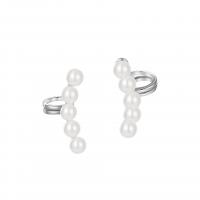 Boucles d'oreilles en perles d'eau douce, Argent sterling 925, avec Shell Pearl, Placage, bijoux de mode & pour femme, plus de couleurs à choisir, 17mm, Vendu par paire